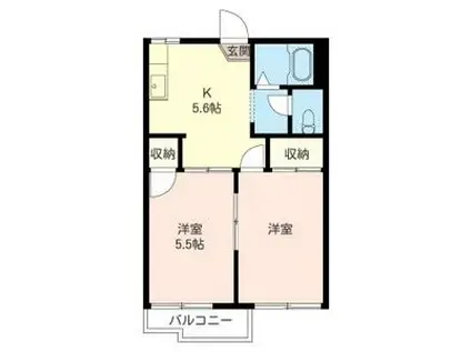  サンウィンズ浅井(2DK/1階)の間取り写真