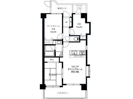 ビックヴァン横浜西(2SLDK/6階)の間取り写真