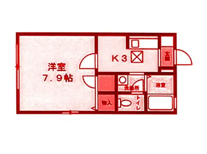 エスポワールB(1K/1階)の間取り写真