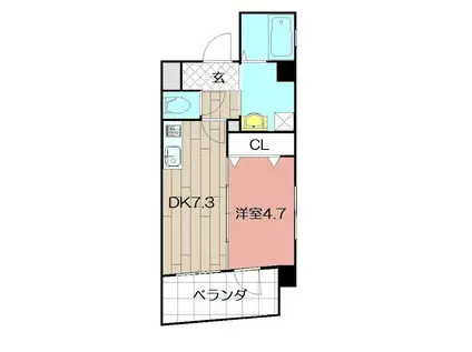 IL PALAZZO DEL SOLE (1DK/7階)の間取り写真