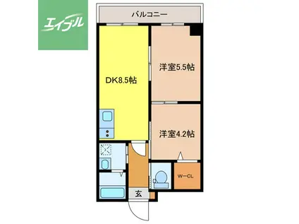 クレインポート出雲(2DK/1階)の間取り写真