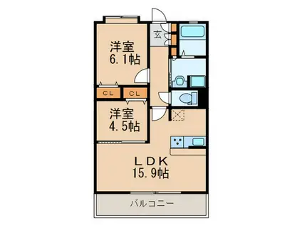 第10ケイコーマンション駅南(2LDK/5階)の間取り写真