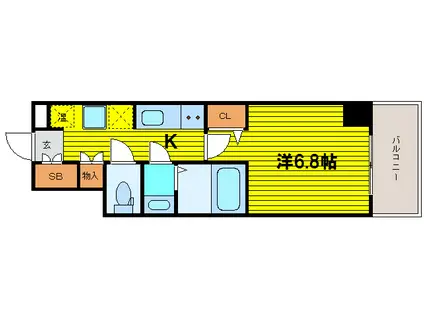 ES-GRANDO MINAMIMORIMACHI(1K/3階)の間取り写真