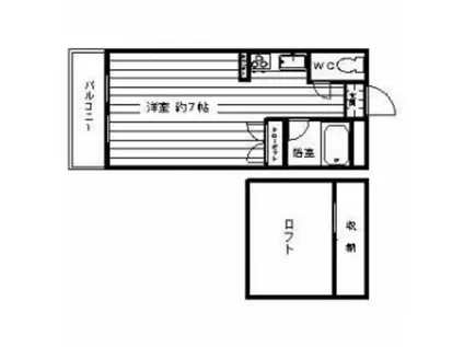 リバティ板付A(1SK/2階)の間取り写真