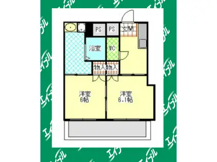 第二コーポ染(2K/3階)の間取り写真