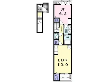 イロドリA(1LDK/2階)の間取り写真