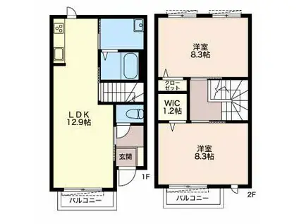 ルミエールYOU(2LDK/1階)の間取り写真