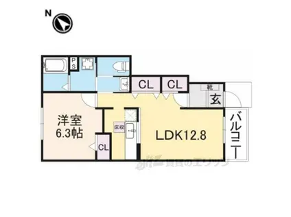 グランツ オーク(1LDK/1階)の間取り写真