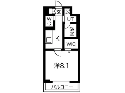 ブラン ピュール(1K/8階)の間取り写真