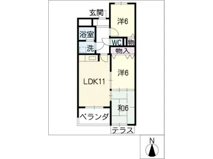 青雲鹿子マンション(3LDK/1階)の間取り写真