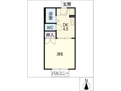 ベルコートI(1DK/1階)の間取り写真