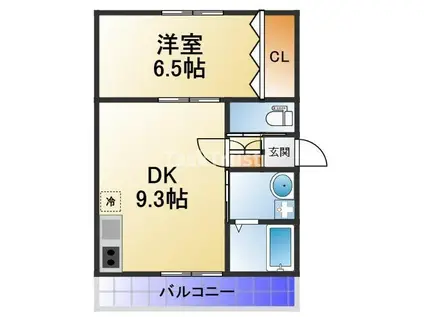 セントポーリア梅園(1LDK/1階)の間取り写真