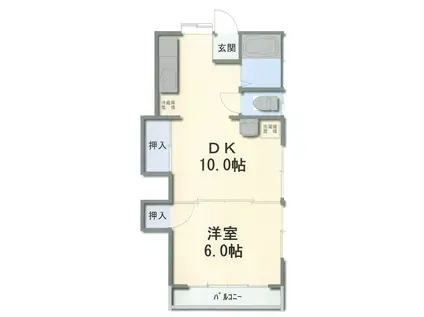 リバーサイドハイツ(1DK/2階)の間取り写真