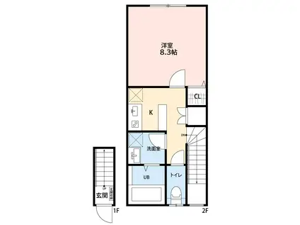 フェリシア東雪谷(1K/2階)の間取り写真