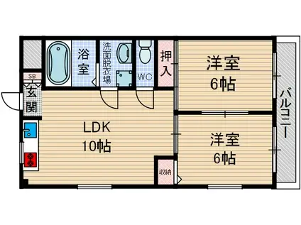 水尾ちとせハイツ(2LDK/3階)の間取り写真