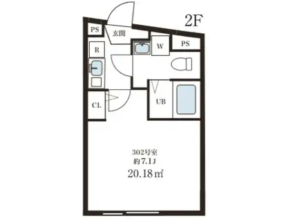 フォンス南馬込(1K/1階)の間取り写真