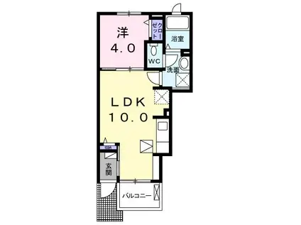 プラシード(1LDK/1階)の間取り写真