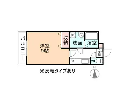 ピースフルII(1K/1階)の間取り写真