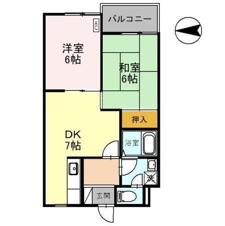 KUハイツ(2DK/2階)の間取り写真