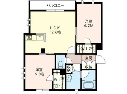 ルシーダ(2LDK/3階)の間取り写真