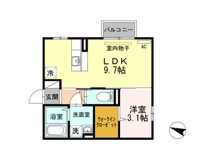 ラ・ランド浜谷 A棟(1LDK/2階)の間取り写真