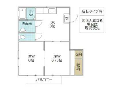 コンフォート(2DK/2階)の間取り写真