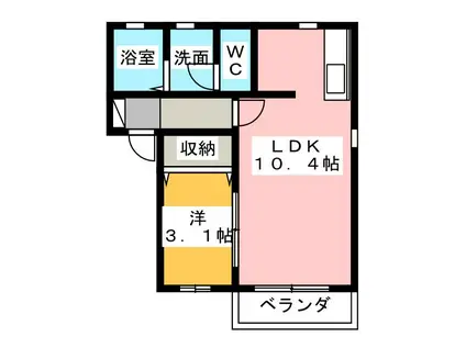 コート・フリッシュ(1LDK/2階)の間取り写真