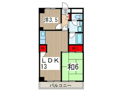 入間市駅 徒歩1分  1LDK RC造(2LDK/4階)の間取り写真