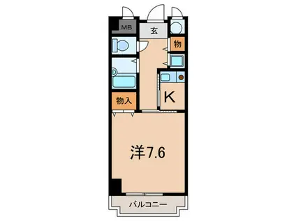 ウエストビラITO(1K/6階)の間取り写真