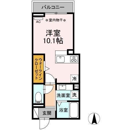 アリヴィオ(ワンルーム/3階)の間取り写真