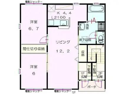 フィオーレ2(2LDK/1階)の間取り写真