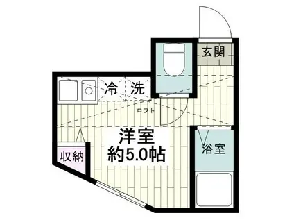 ビュー檜富士(ワンルーム/1階)の間取り写真