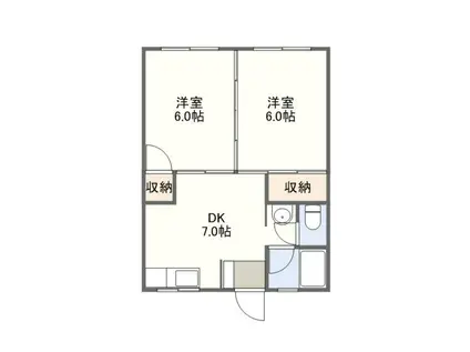 煉瓦の舘弐番街(2DK/3階)の間取り写真