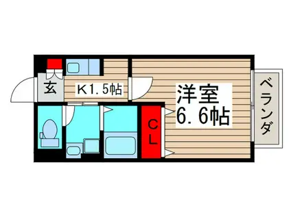 トレジャー(1K/1階)の間取り写真