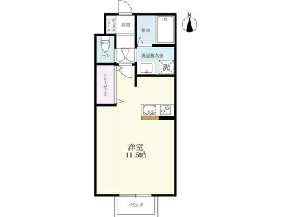 トレゾール神園(ワンルーム/2階)の間取り写真