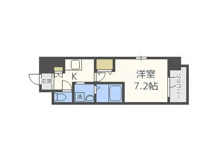 エスリード難波サウス(1K/6階)の間取り写真