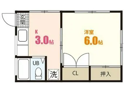 広島高速交通アストラムライン 大塚駅(広島) 徒歩10分 2階建 築36年(1K/2階)の間取り写真