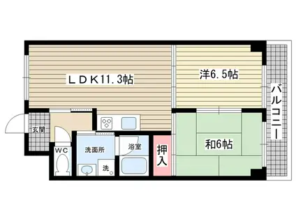 プロスペール門戸(2LDK/1階)の間取り写真