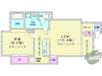 レジデンス上條(1LDK/1階)の間取り写真