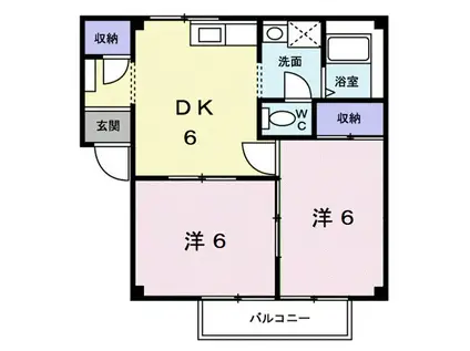 サンフィールドD(2DK/1階)の間取り写真