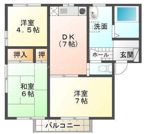リバーハイツ(3DK/2階)の間取り写真