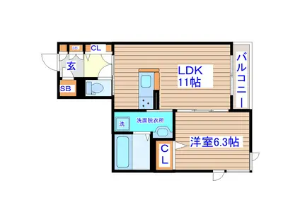 ヴェルデ向山(1LDK/1階)の間取り写真