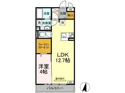 トレビナ保谷(1LDK/2階)の間取り写真