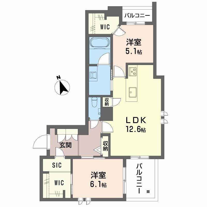 シャーメゾン グランマーサ松虫通(2LDK/3階)の間取り写真