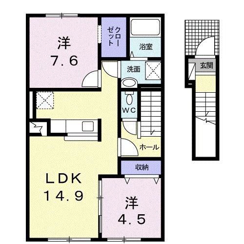 ユニバース(2LDK/2階)の間取り写真