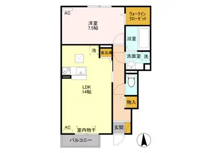 サンクブランシュ(1LDK/1階)の間取り写真