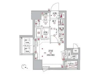 クレイシア大井町(1K/3階)の間取り写真