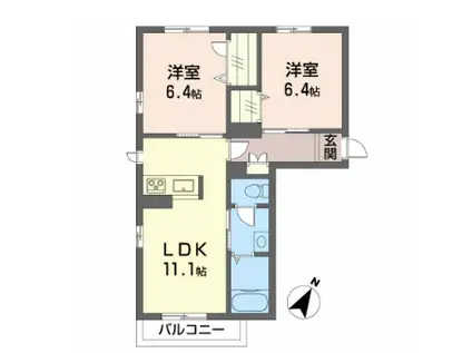 シャーメゾングランデ(2LDK/2階)の間取り写真