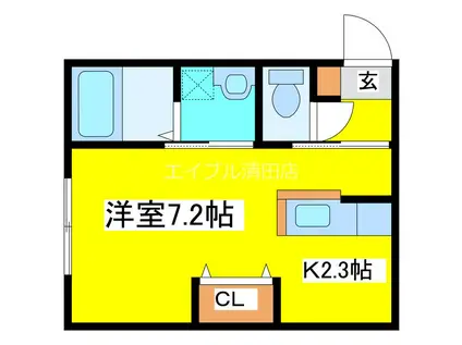 LIEN KITAHIROSHIMA I(1K/2階)の間取り写真