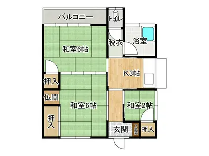 小町荘(3K/2階)の間取り写真